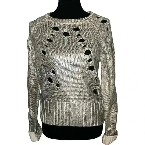 Sunset + Spring metallic distressed sweater size medium - Picture 3 of 5